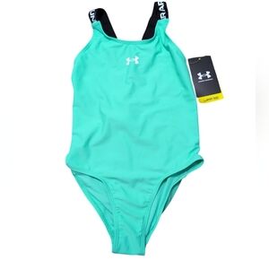 Under Armour Girls Swimsuit Bathing Suit Sporty Prism Green Size 8 New